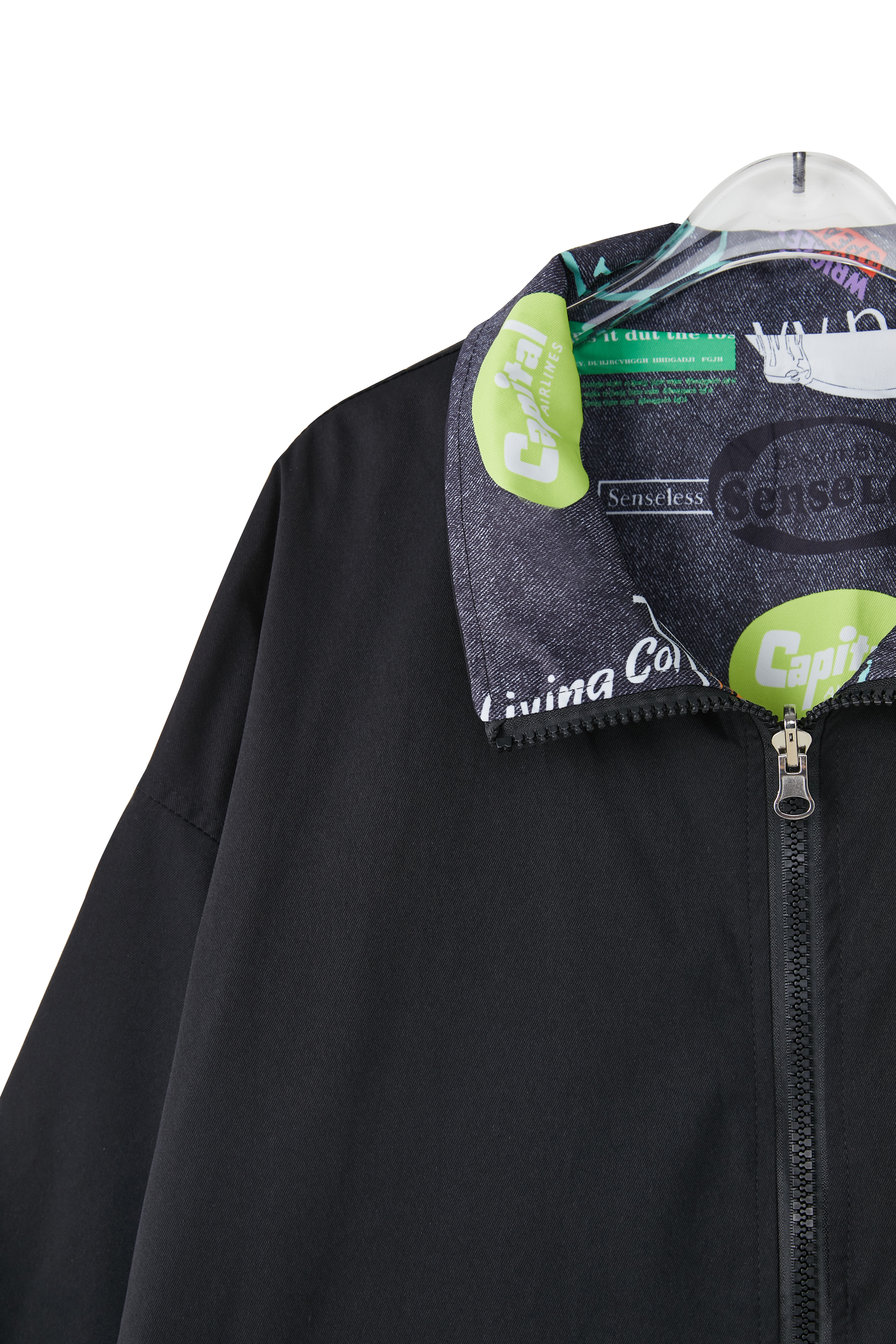 Модно мъжко яке с копчета с щампи по ръбове Дънкови якета по поръчка (1)