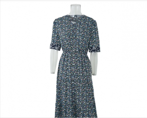 Elegans Brevis Sleeve Floralis V-Collum Dress