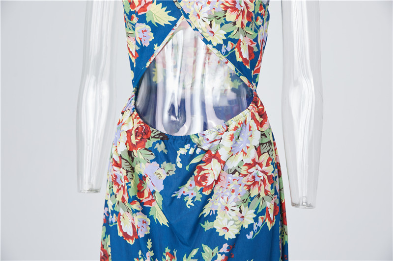 Женски секси фустани со длабок врат летен вечерен фустан долги цветни фустани без грб со исечени ракави (7)