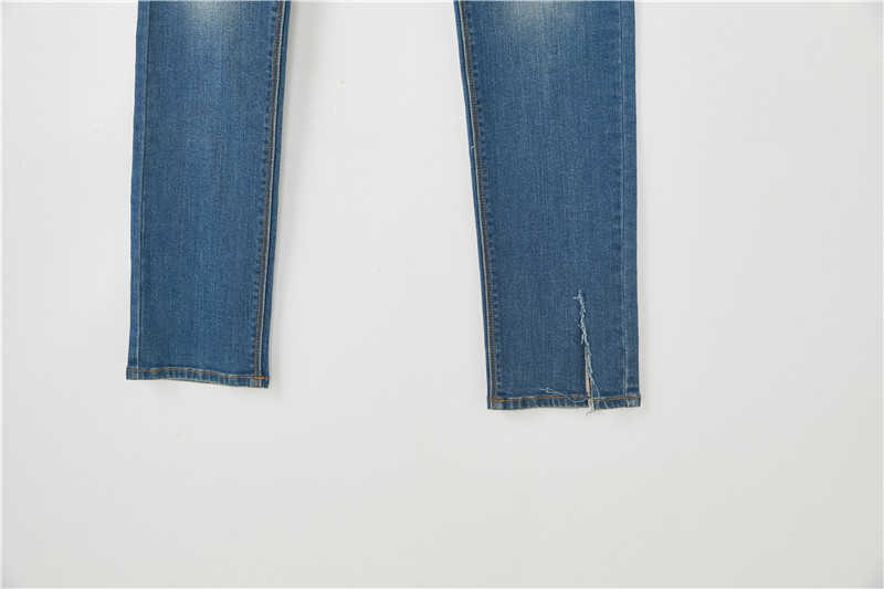 Lage taille swarte stretch denim jeans mei butt lift push up froulju split jeans (4)
