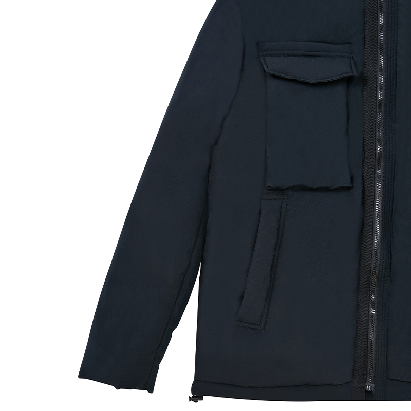 Жөнөкөй Thicken эркектердин пальто капюшондуу жылуу ватинкалуу кышкы пальто (2)
