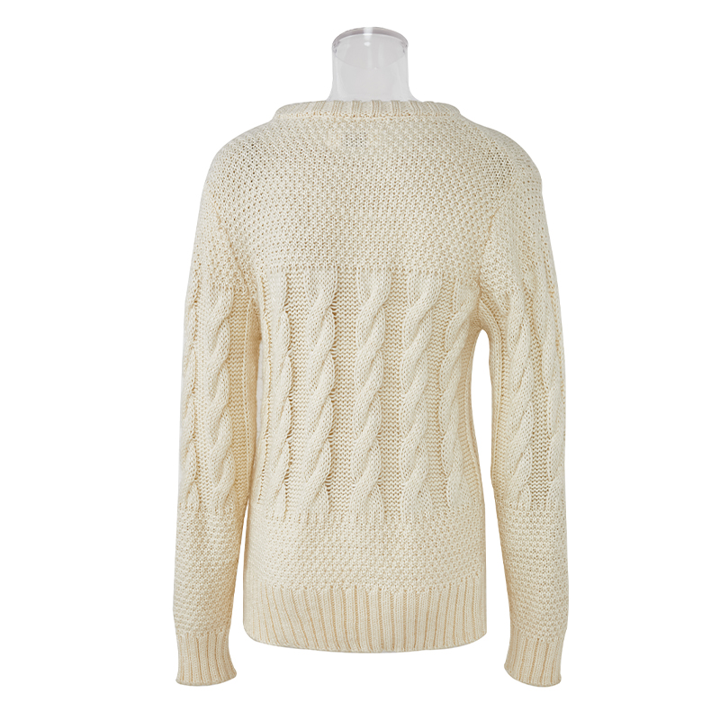 Zimný úplet z bavlny, polyesteru a vlny Kašmírový dámsky sveter s výstrihom