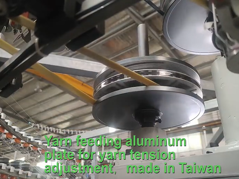 Garnmatende aluminiumsplate for justering av garnspenning