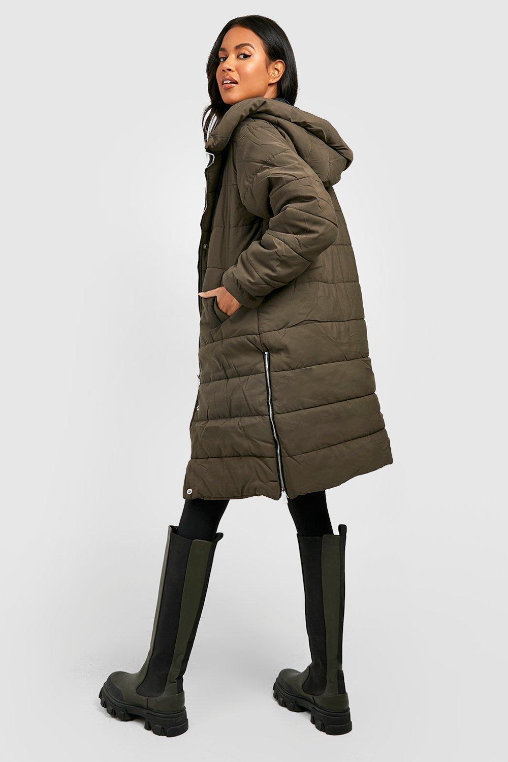 female-khaki--longline-puffer-jacket