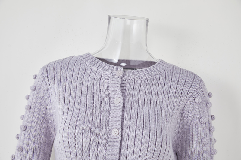 Factory custom Ladies short Crocheted Weaving Method Autumn Jacket Button Up Collar Women Knitted Cardigan (5)